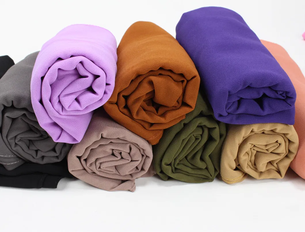 Latest Design Bubble Chiffon Hijab Fashion Luxury Plain Color Thick Malaysia Head Scarf