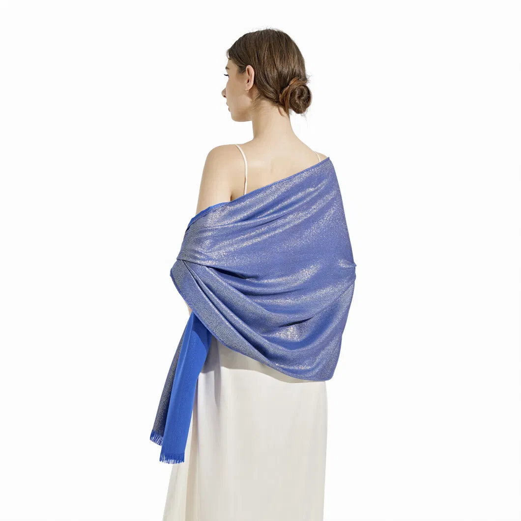 Women Elegant Wedding Sparkly Evening Royal Blue Shawls and Scarf Wraps