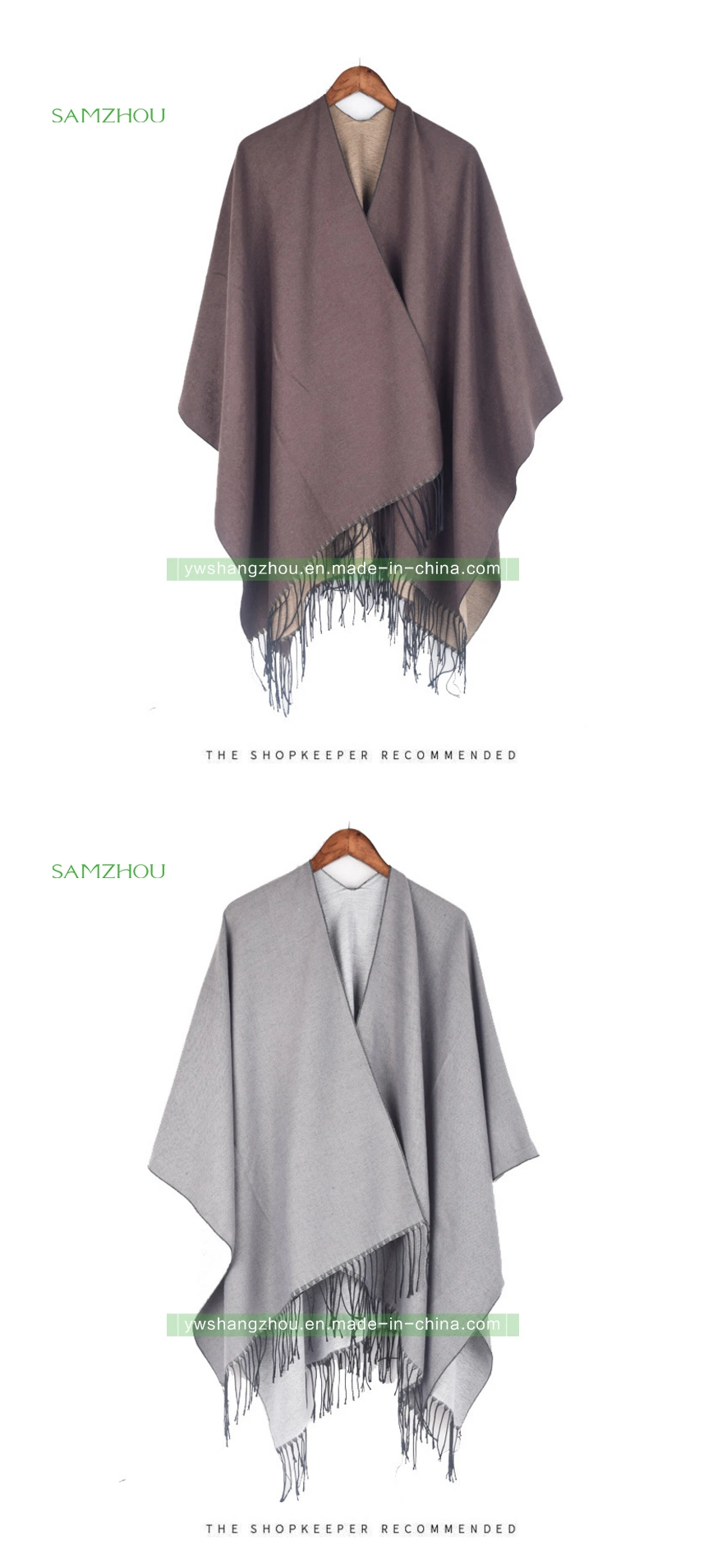 Large Size Double Sided Plain Cape Women&prime; S Fashion Shawl Winter