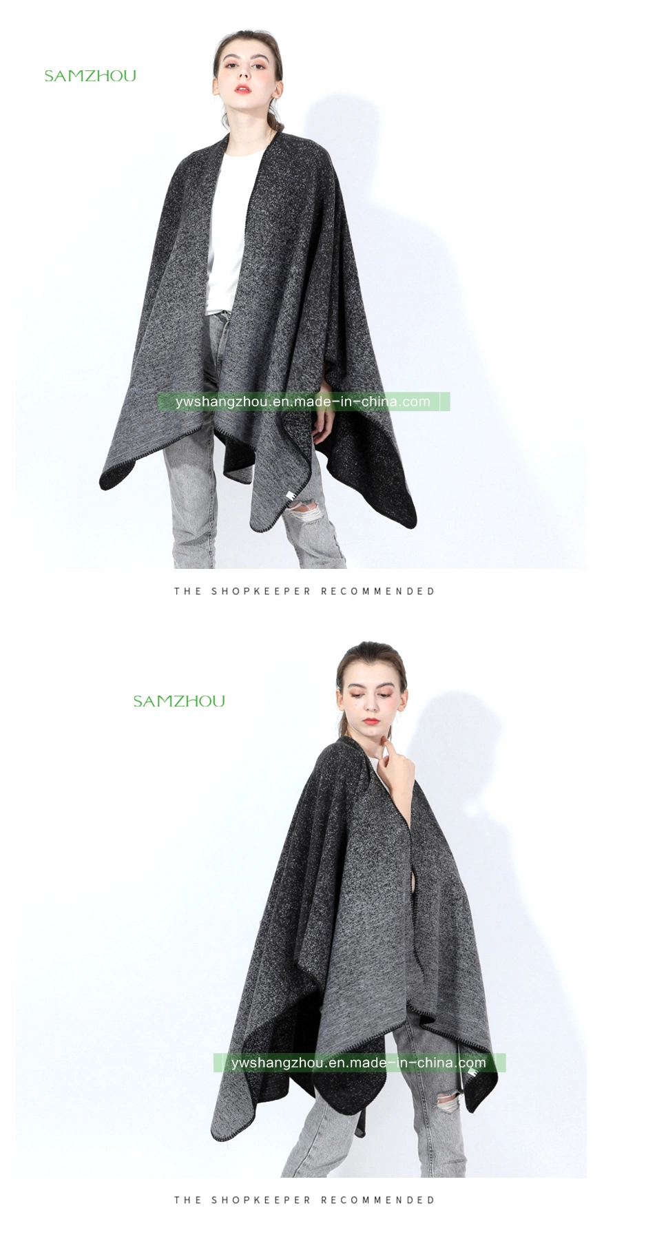 Western Gradient Cape Fashion Jacquard Scarf Lady Cashmere Shawl Winter