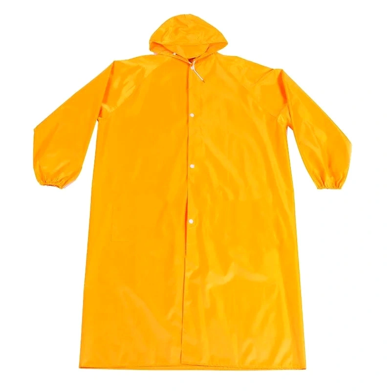 Mens Long Hooded Safety Rain Jacket Waterproof Raincoat Poncho