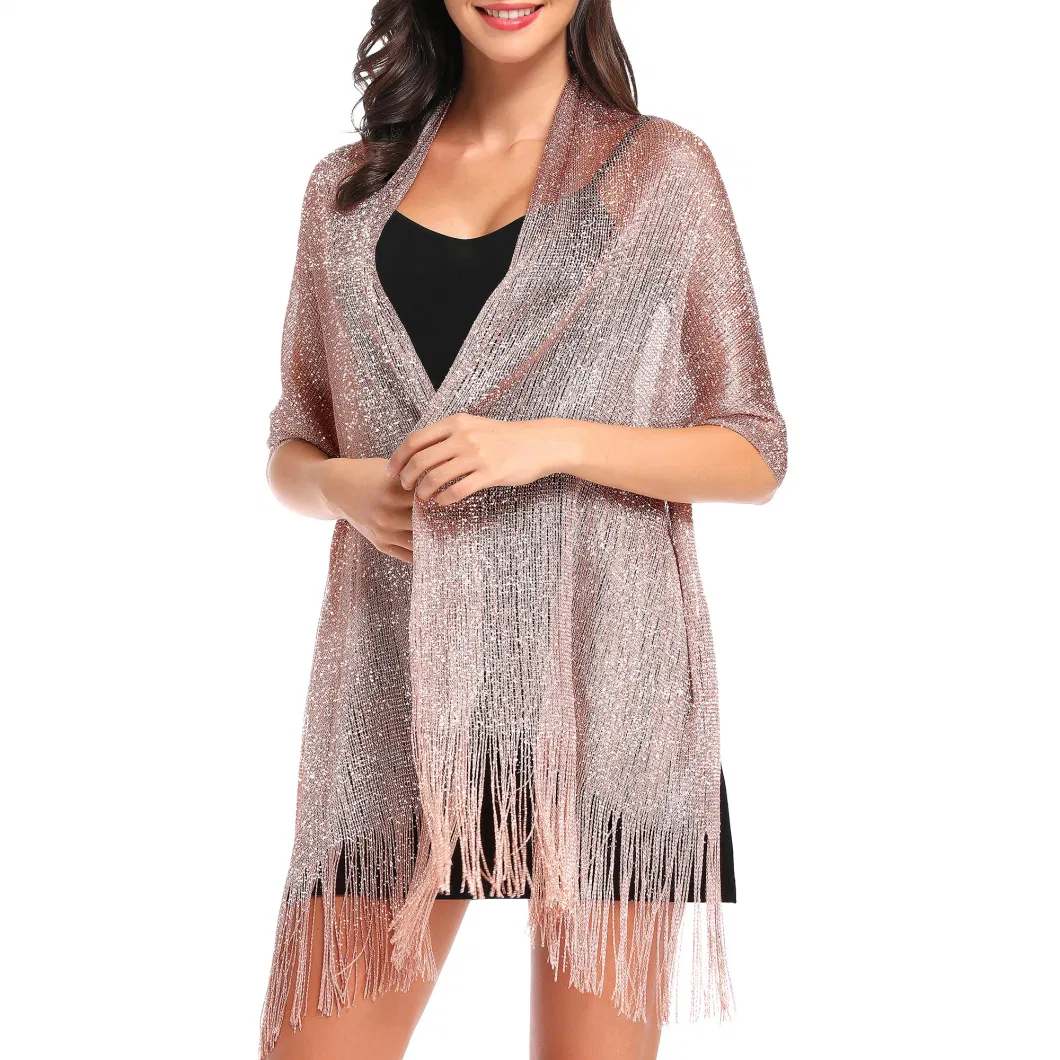 Stylish Women Shimmering Evening Party Dress Shawls and Wraps