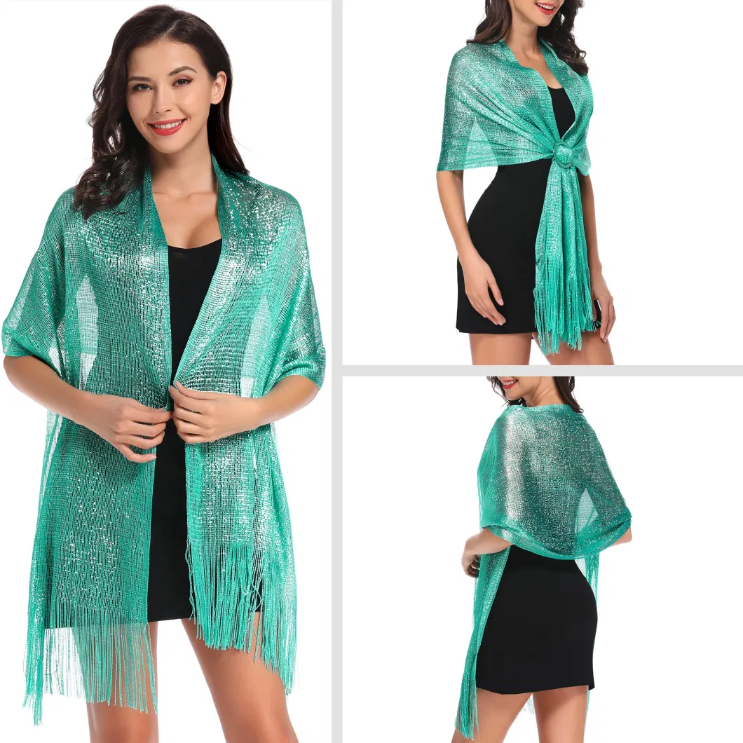 Custom Ladies Light Shimmering Metallic Dressy Party Shawls and Wraps