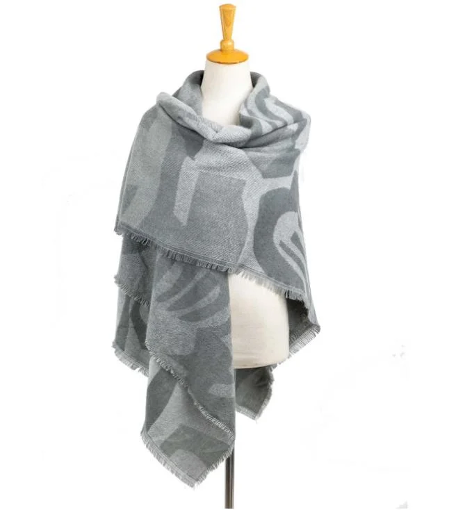 Factory Quality Ladies Classical Acrylic Woven Scarf Wrap Poncho Shawl