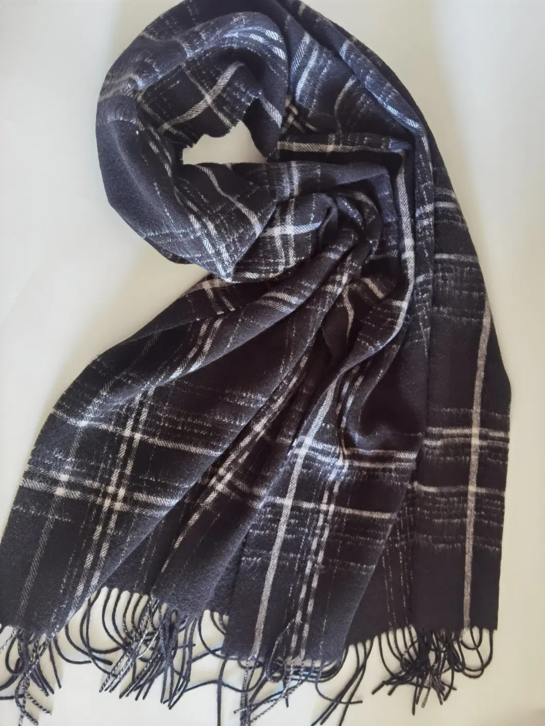 Soft Wool Check Plaid Scarf Shawl