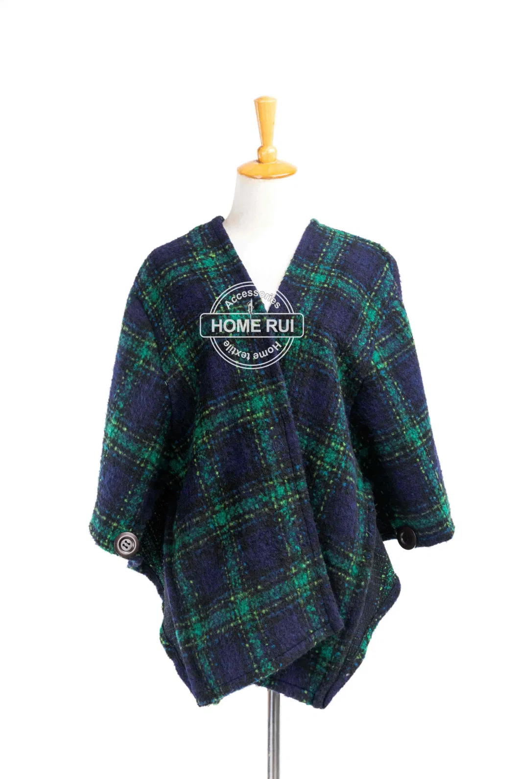 Manufacturer Outfit Fall Winter Lady Plus Batwing Classic Multi Block Tassel Wraps Nova Scottish Plaid Checks Sweater Cape Boat V-Neck Poncho Pallium Cape