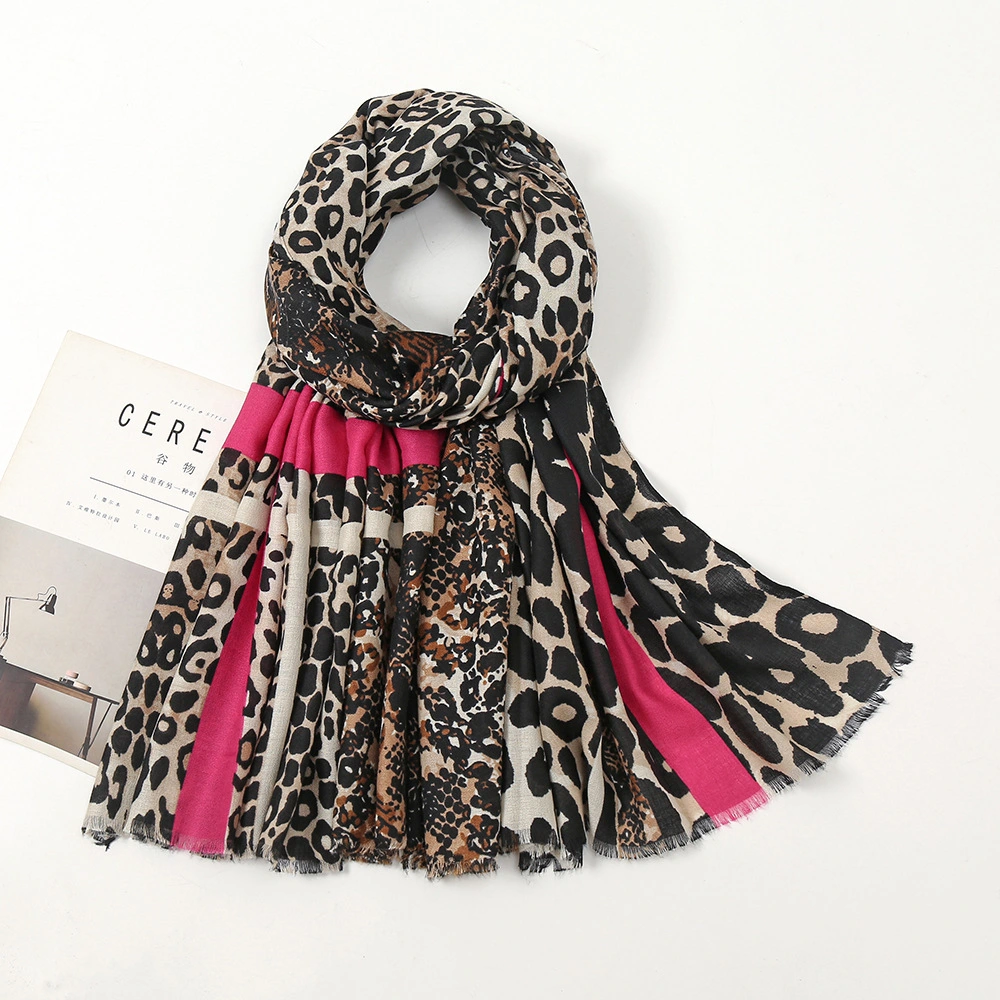 Women Fashion Leopard Custom Design Spring Summer Lady F Long Silk Scarf