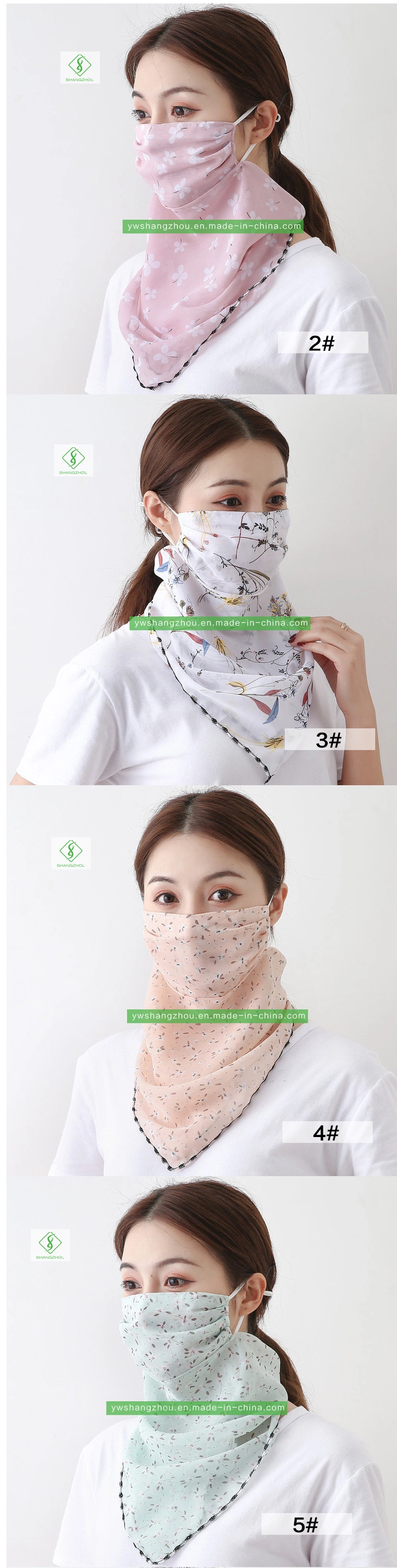 New Hot Sell Chiffon Printed Face Mask Bandanna Scarves
