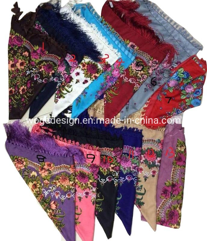 B2b Vingtage Soft Tassels Exclusive Stole Poncho Boho Scarf Floral Print Woman Handmade Cotton Square Russian Shawl