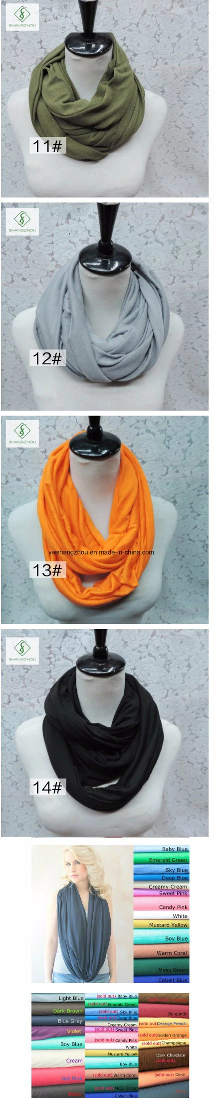 Europe Plain Cotton Neck Warmers Fashion Lady Scarf Factory