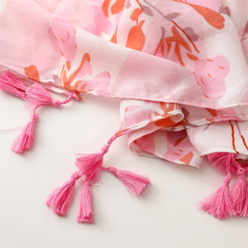 Spring Summer Fresh Elegant Cotton Linen Feel Scarf