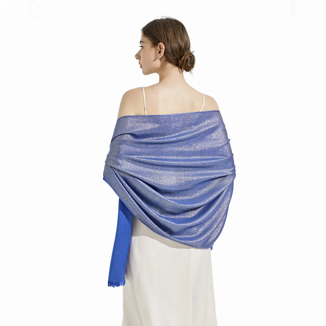 Women Elegant Wedding Sparkly Evening Royal Blue Shawls and Scarf Wraps