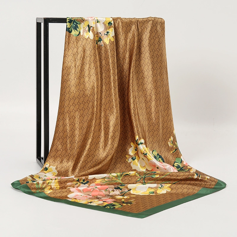Custom Printing Hijab Silk Shawl Hair and Shawls Printed Scarf for Women Silk Hair Hijabs Adult Satin Summer 90*90cm