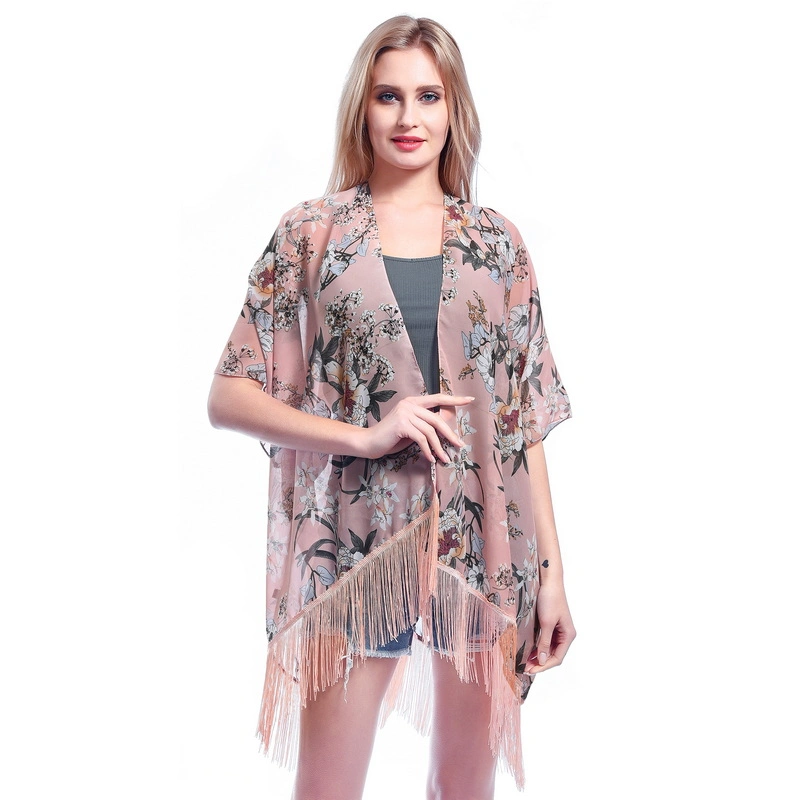 Summer Light Beach Shawl Wrap Poncho with Tassel for Women