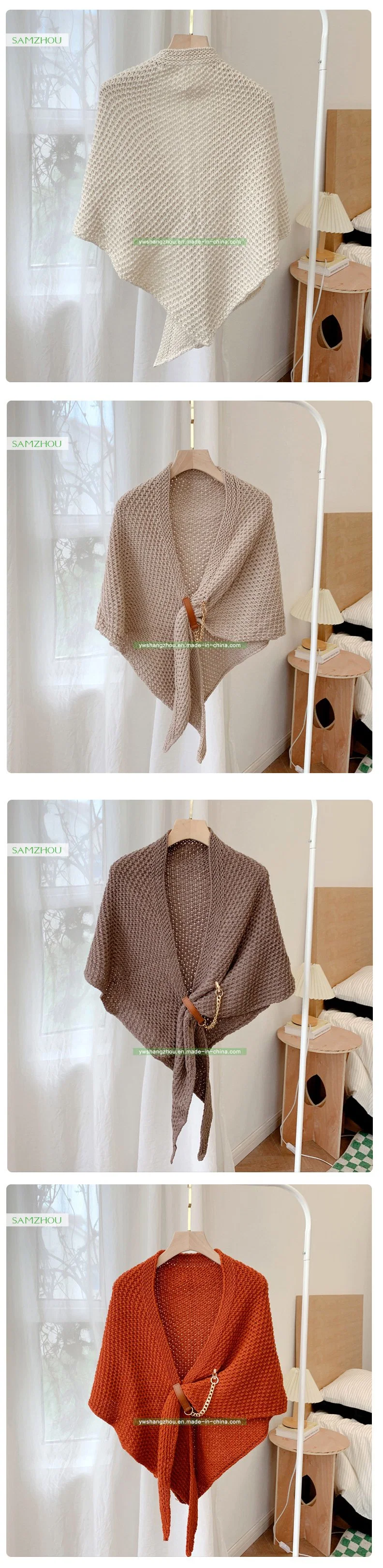 Fashion Plain Cashmere Triangle Scarf Lady Soft Knitted Wool Shawl