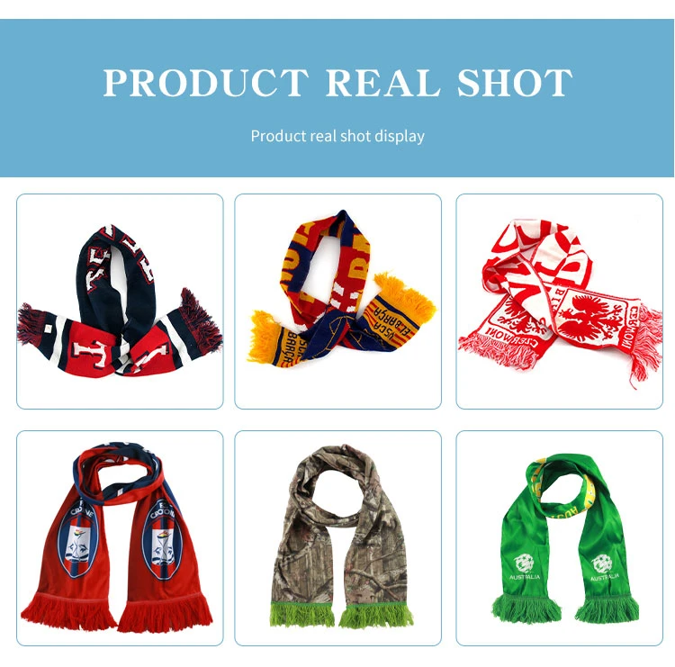 Double Layer Custom Knitted Jacquard 100% Acrylic Soccer Club Fan Scarf Football Game Scarf for Fans