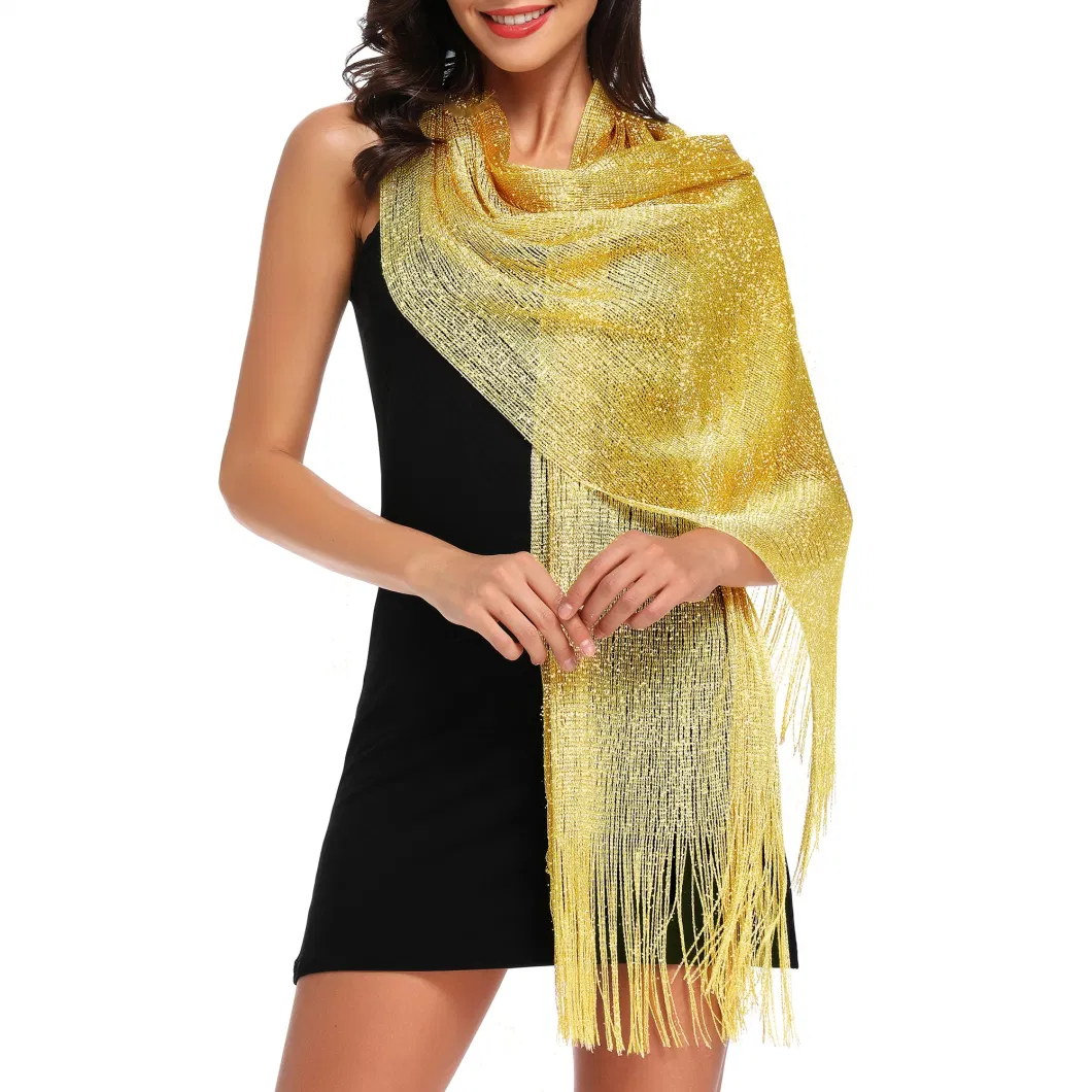 Ladies Summer Light Shimmering Metallic Dressy Party Shawls and Wraps
