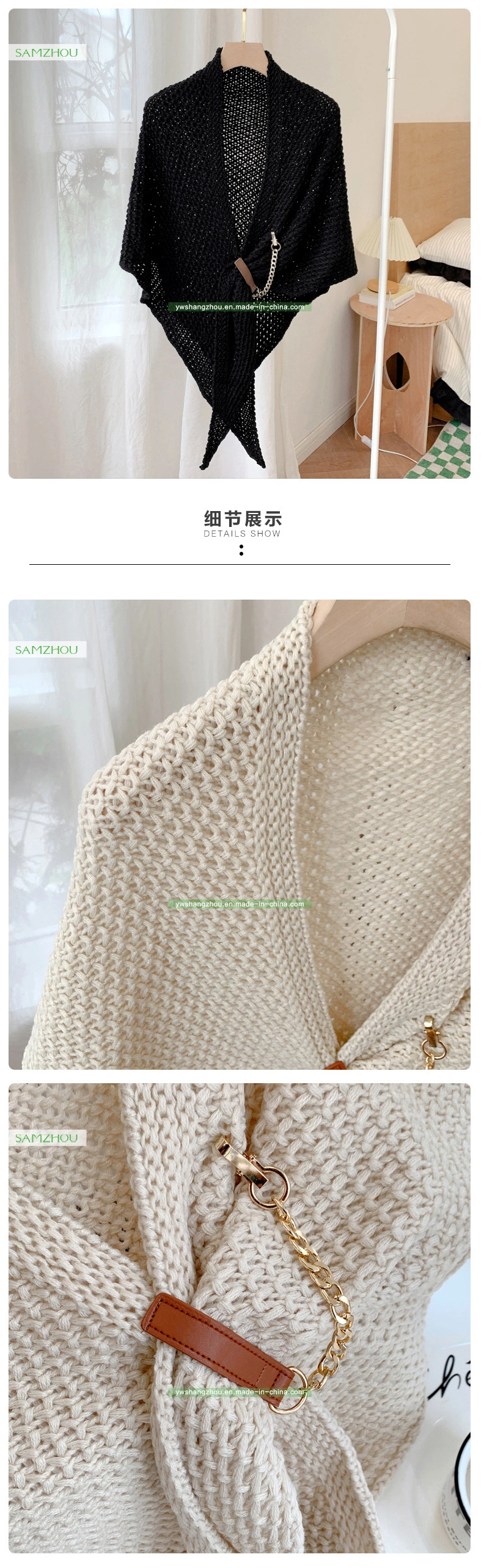 Fashion Plain Cashmere Triangle Scarf Lady Soft Knitted Wool Shawl