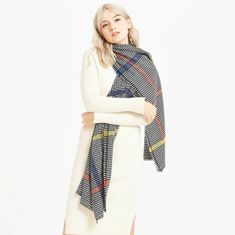 Fashion Cashmere Grid Plaid Blanket Pashmina Ladies Shawl