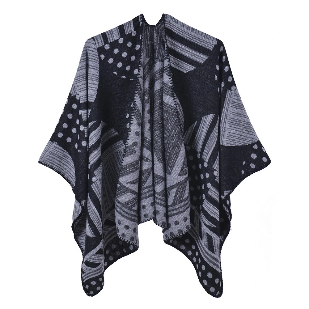 Women&prime;s Printed Tassel Open Front Poncho Cape Cardigan Wrap Shawl