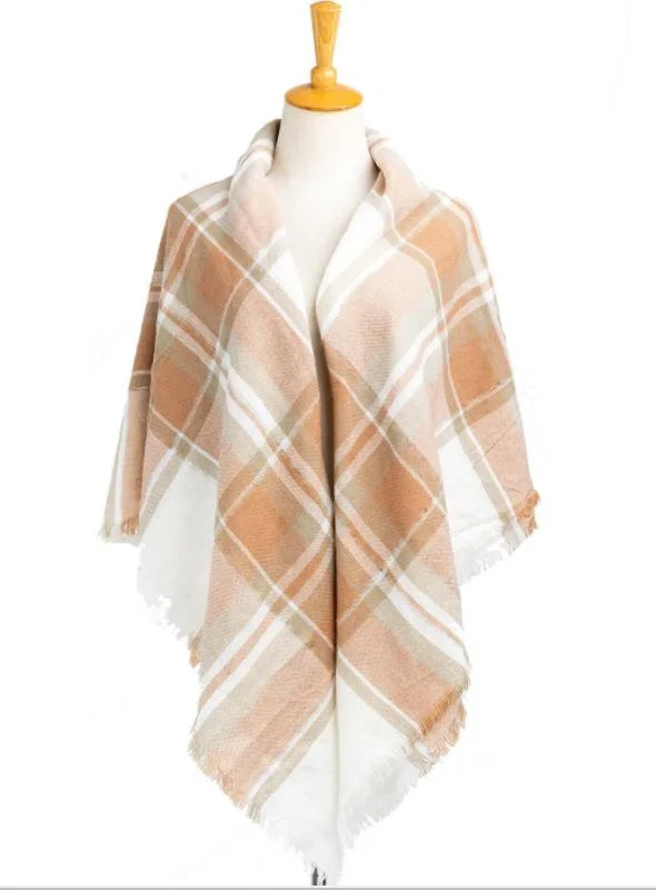 Ladies Fashion Leisure Classical Checked Woven Scarf Wrap Shawl Poncho