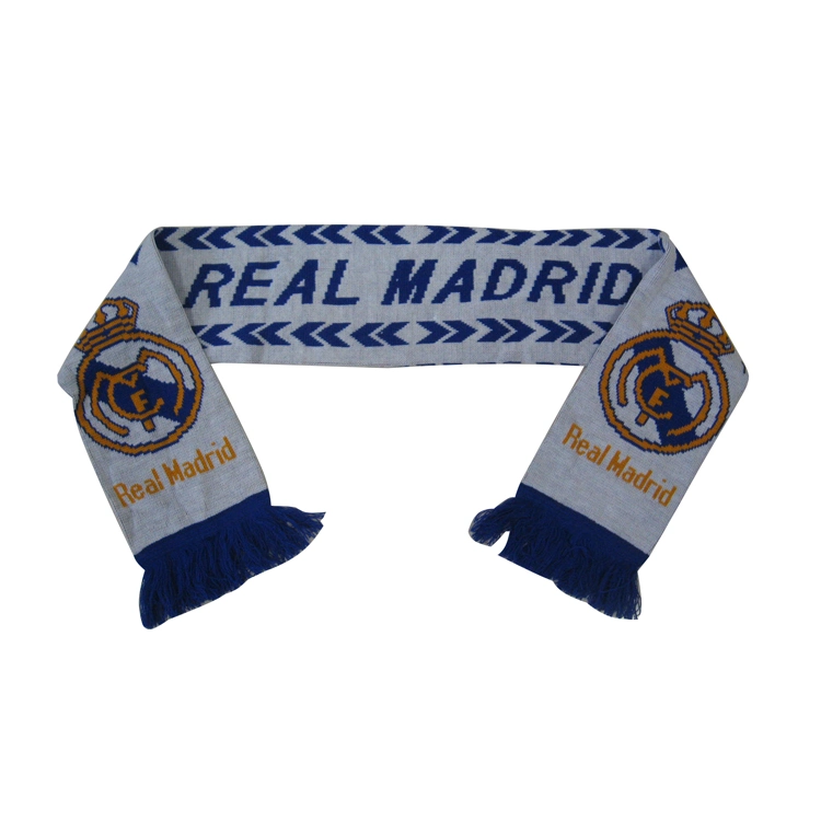 Double Layer Custom Knitted Jacquard 100% Acrylic Soccer Club Fan Scarf Football Game Scarf for Fans