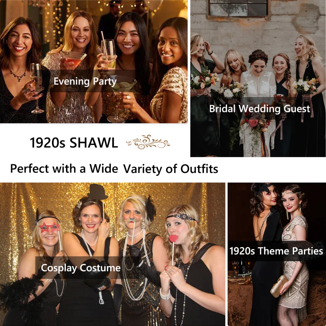 Custom Ladies Fashion Dress Party Beaded Shawls Wrap Cape