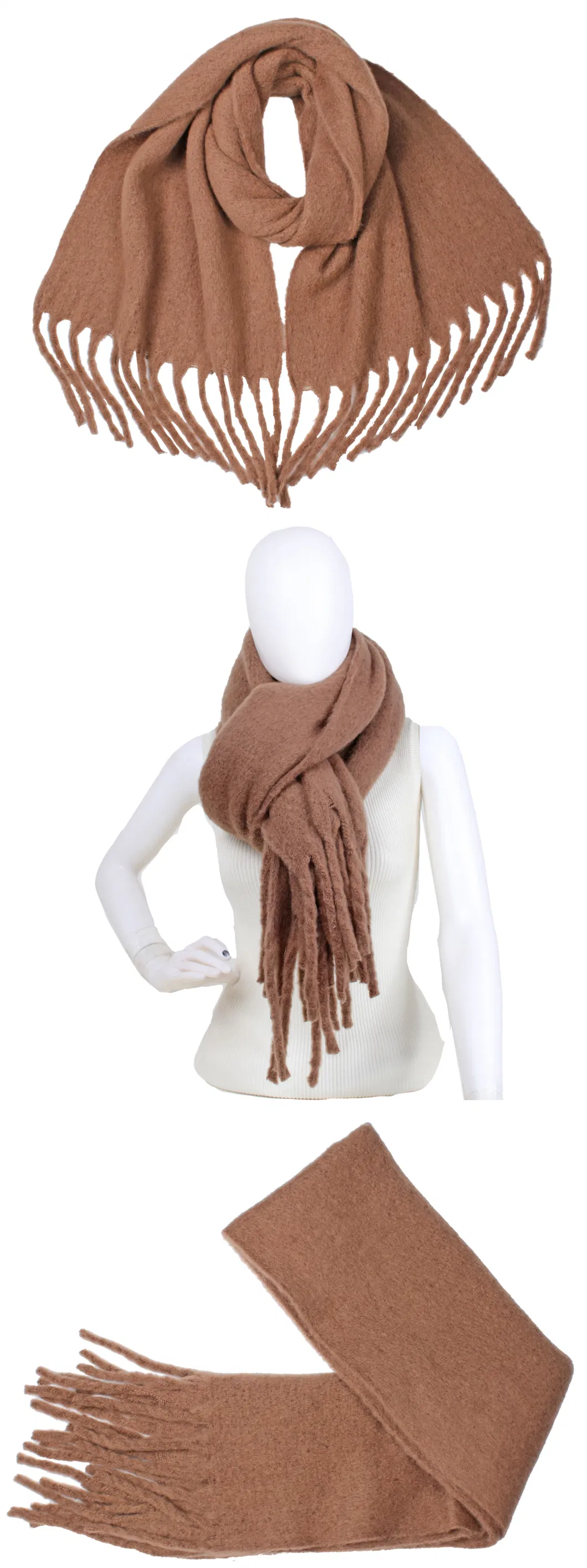 Hot Classical Basic Pure Color Woman Scarves Acrylic Thicker Stole Wrap Scarf