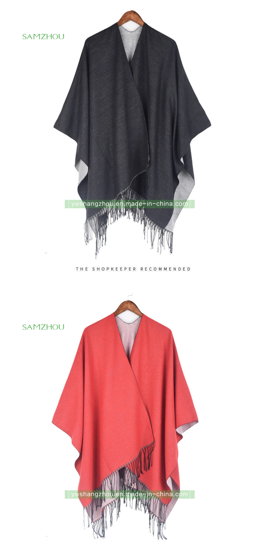 Large Size Double Sided Plain Cape Women&prime; S Fashion Shawl Winter