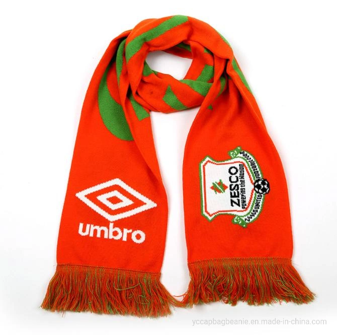 Customized Unisex Jacquard Acrylic Knitted Sports Soccer Football Fans Scarf