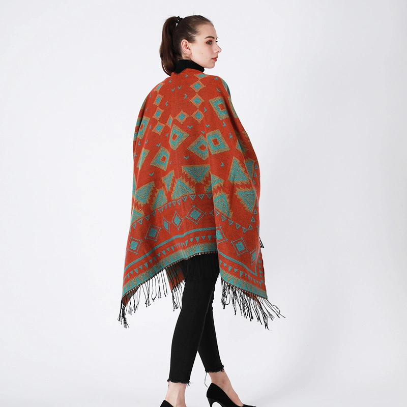 Bohemian Shawl Scarf Winter Warm Cardigan Poncho Tribal Vintage Women Cape