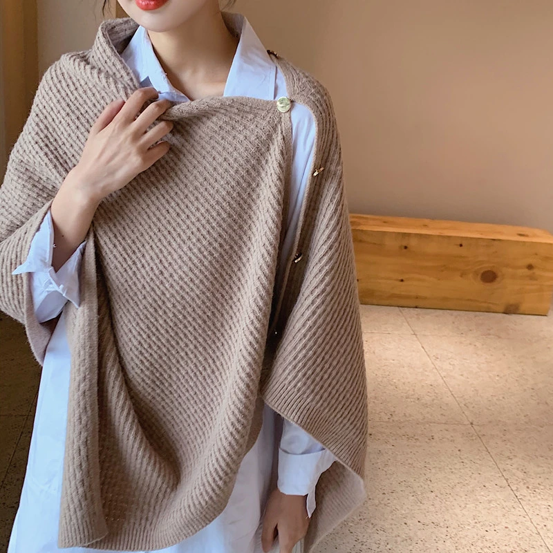 2023 Fashion Designer Poncho Kimono Cape Women&lsquo; S Trending Knitting Cloth Wraps Scarf for Autumn Winter