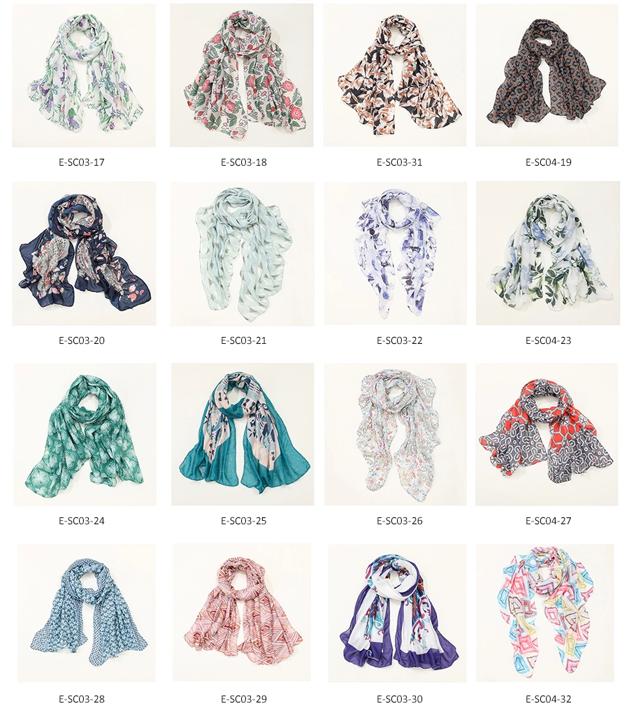 Spring Fashion Newly Latest Polyester Soft Scarf &amp; Shawls for Lady Women Stylish