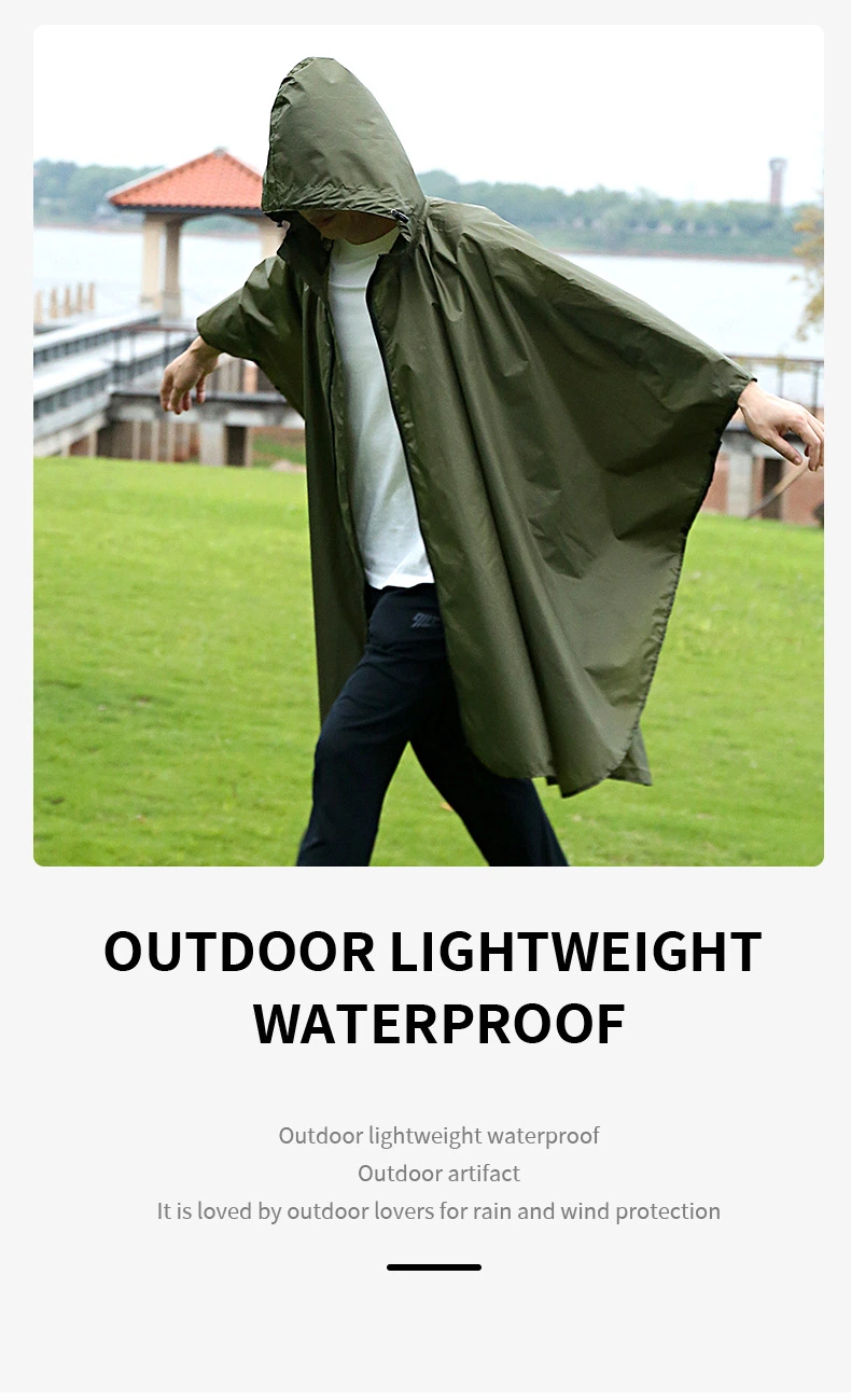 Reusable Portable Waterproof Hooded Rain Poncho Lightweight Raincoat Rain Cape Motorbike Riding Poncho