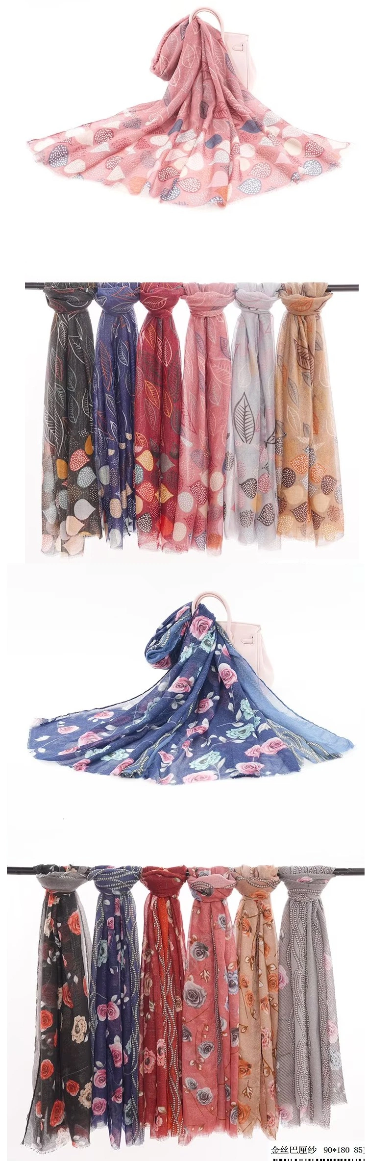 Newest Fashion Summer Bright Breathable Cotton Voile Scarfs