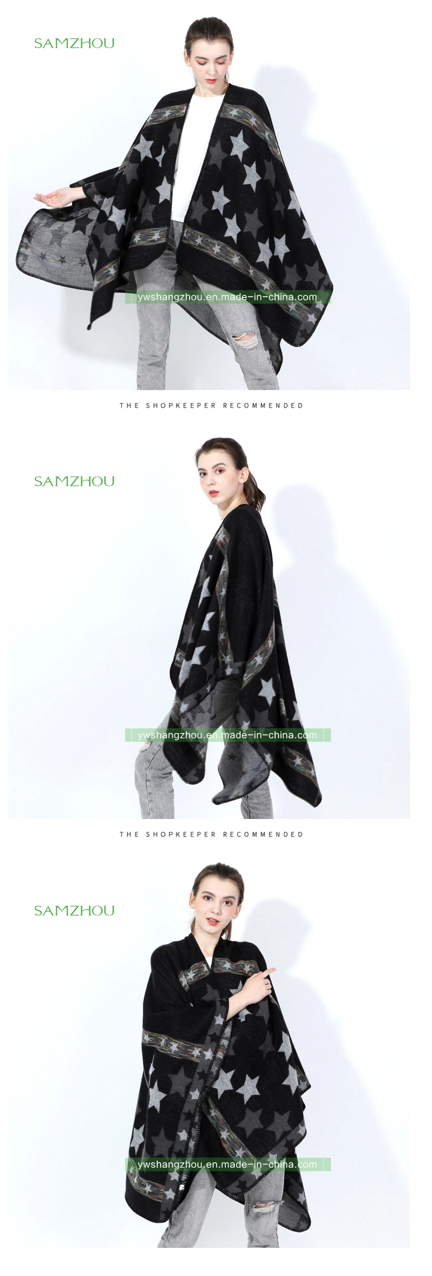 Jacquard Cape Simple Scarf Fashion Lady Soft Cashmere Shawl Winter