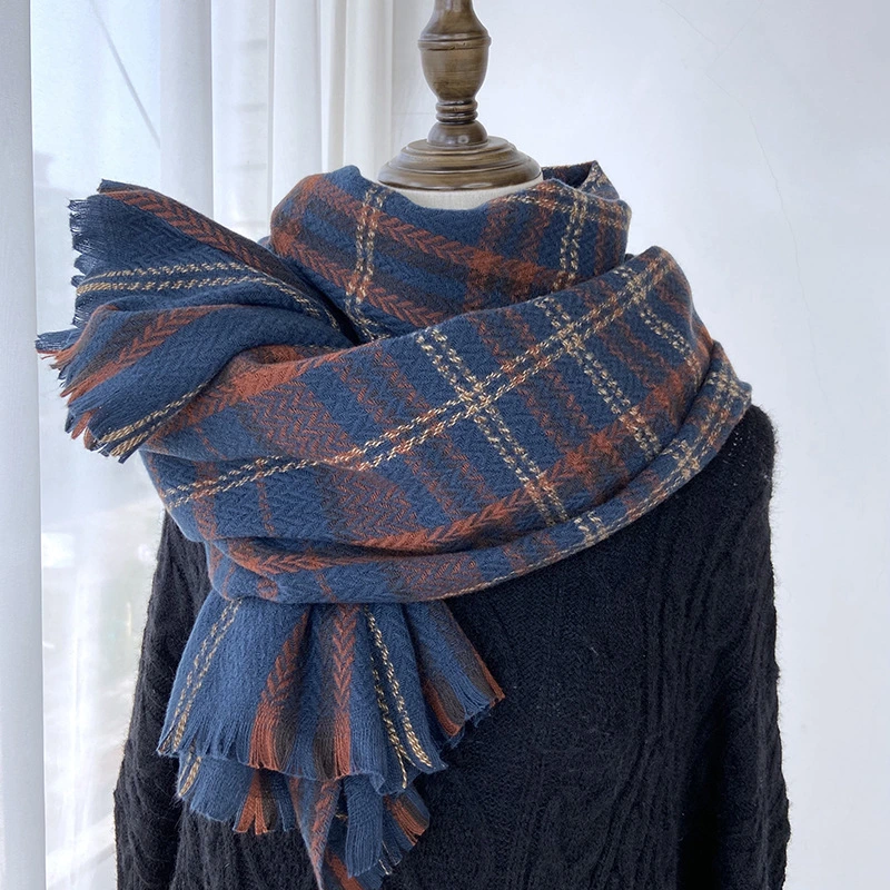New Autumn and Winter Plaid Scarf All-Match College Style Thickened Cashmere Shawl Multi-Color Lady Scarf