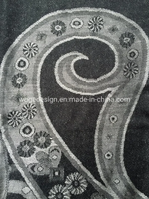 Fashion Soft Large Viscose Scarf Shawl Dupatta Handkerchief Europe Jacquard Black White Paisley Floral Pashmina for Lady