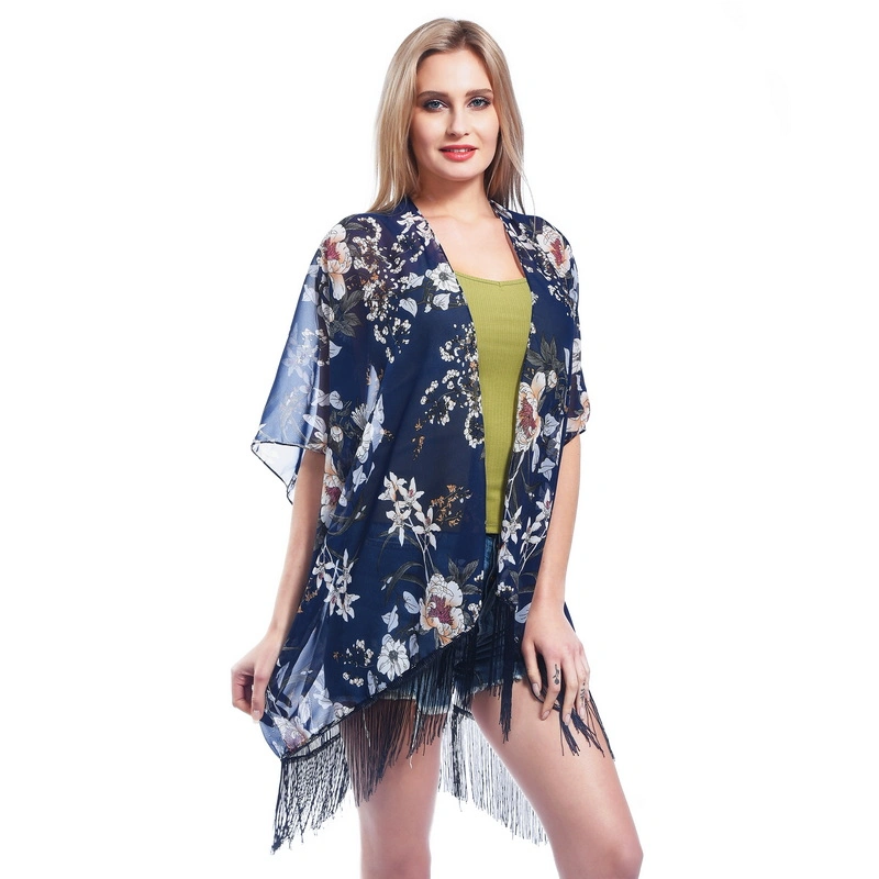 Summer Light Beach Shawl Wrap Poncho with Tassel for Women