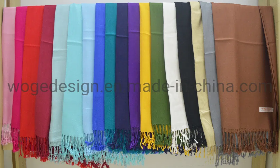 Fashion Women Wedding Dressing Scarf Accessory Headwrap 100%Viscose Solid Color Calssic Twill Pashmina Shawl with 60colors Available Stock