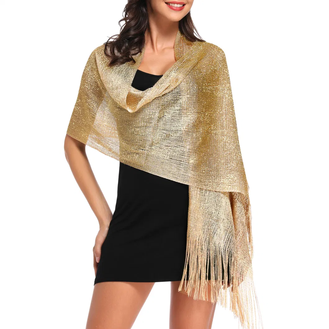 Fashion Women Party Dressy Shimmering Metallic Shawls and Wraps