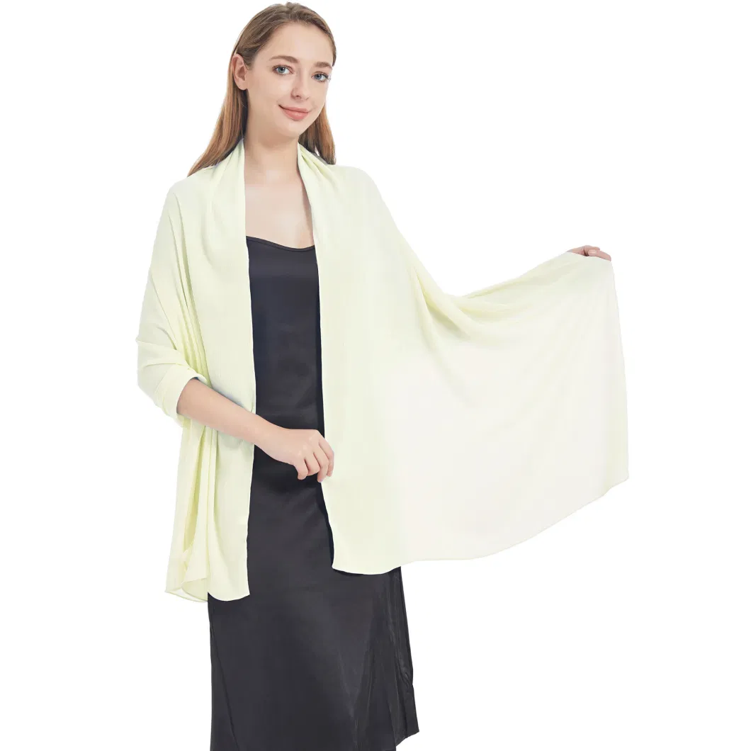 Super Soft Ladies Beige Chiffon Shawls and Wraps for Evening Dresses