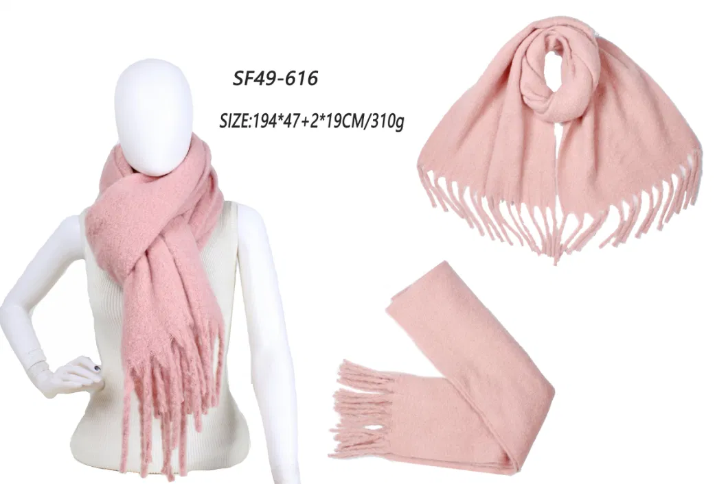 Hot Classical Basic Pure Color Woman Scarves Acrylic Thicker Stole Wrap Scarf