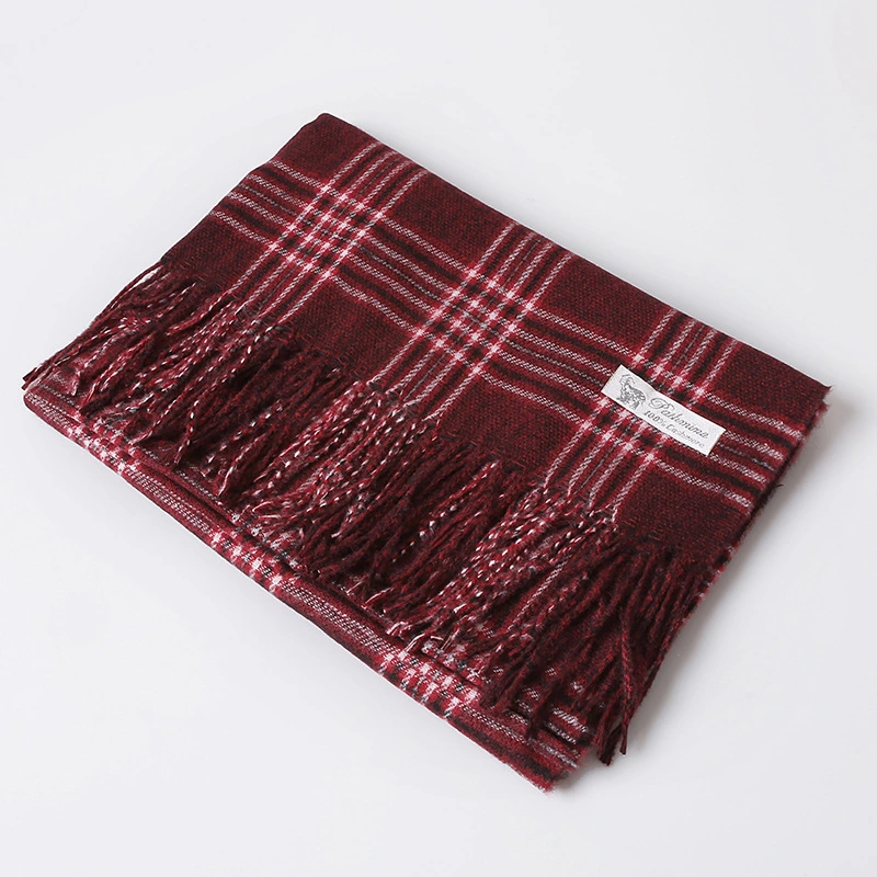 Striped Plaid Cashmere Scarf Women&prime;s New Autumn and Winter Bristle Thickened Warm Tassel Shawl Gift Scarf