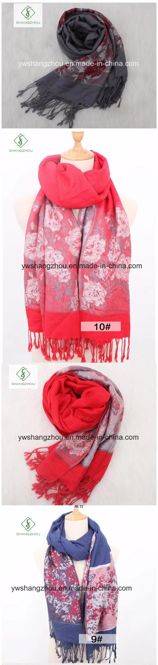 Latest Roses Jacquard Scarf Fashion Cotton Acrylic Pashmina Shawl