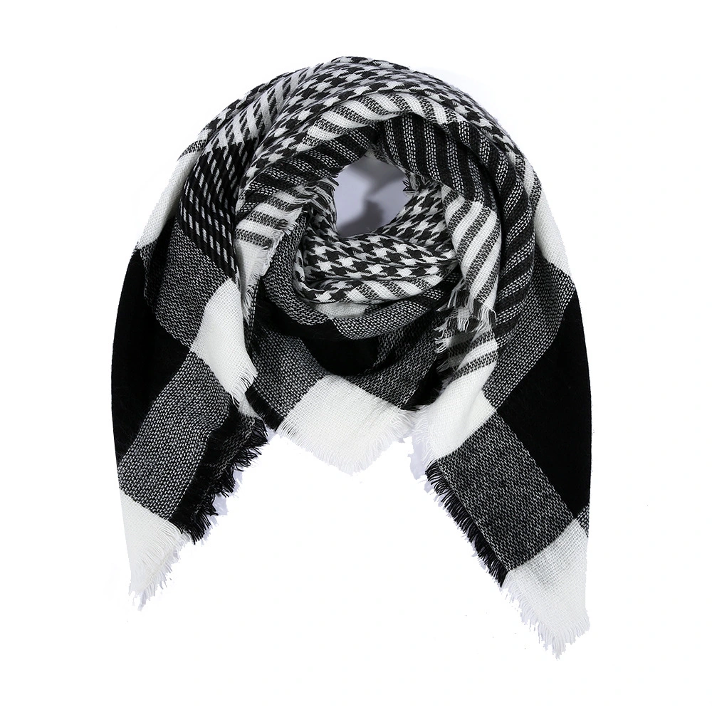 Fashion Black Square Scarf Imitation Cashmere Plaid Scarves Warm Shawl Manufacturers Sales