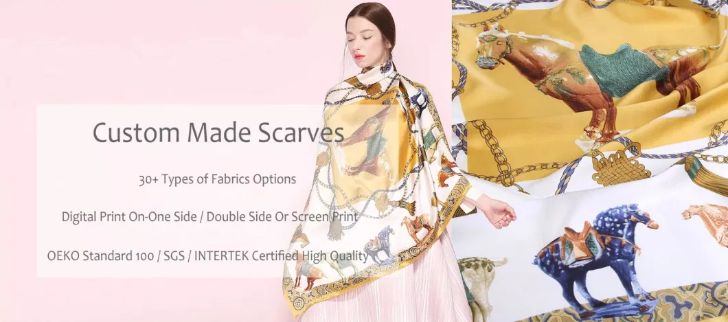 Custom Print Design High Quality Silk Scarf for Hair