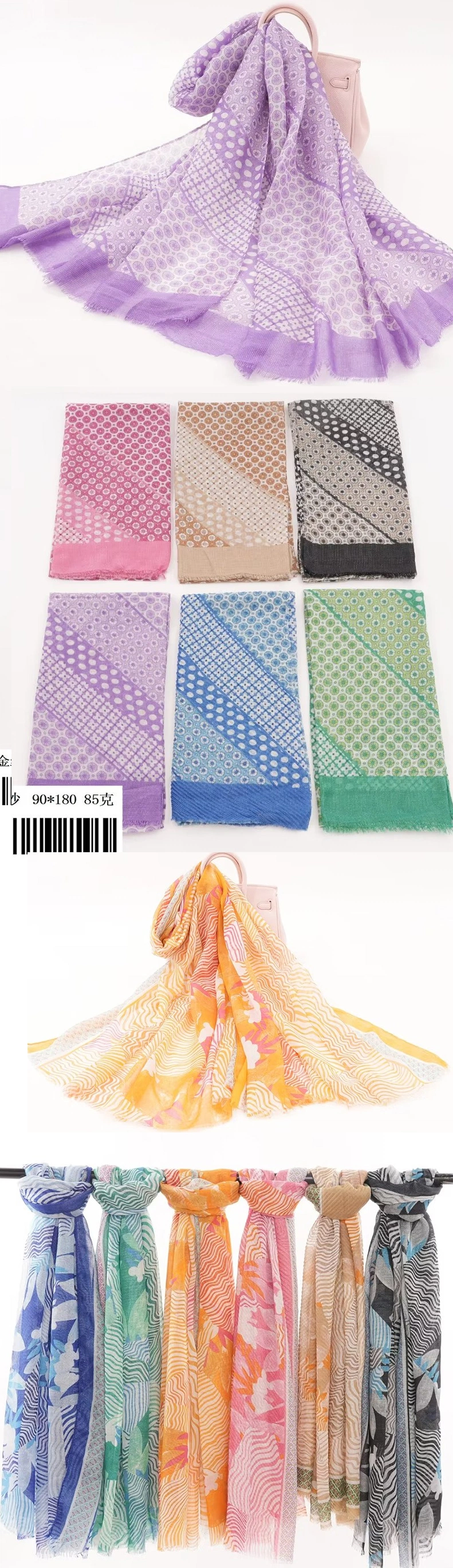 Newest Fashion Summer Bright Breathable Cotton Voile Scarfs