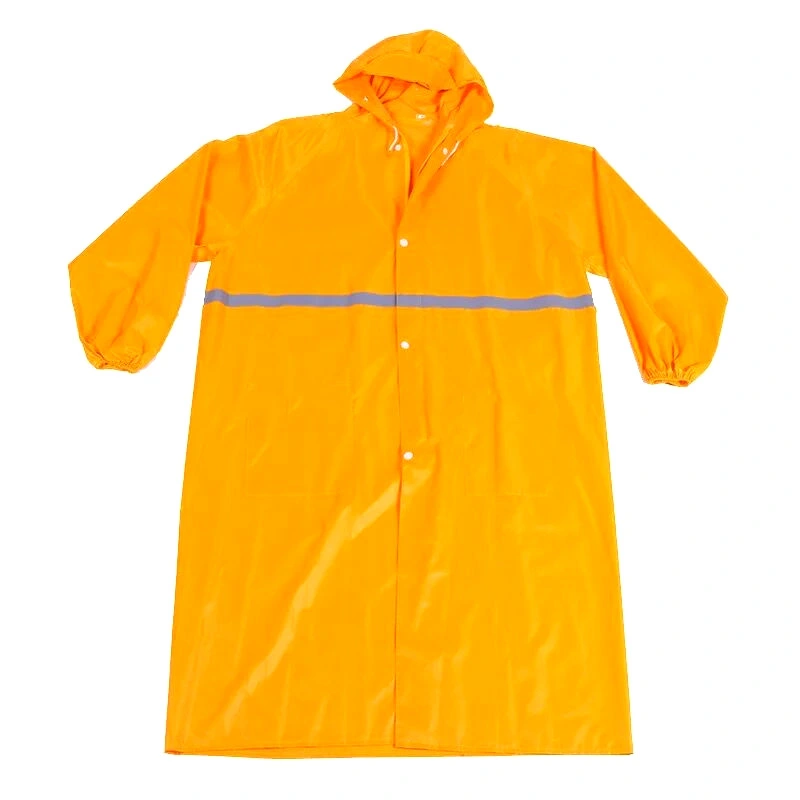 Mens Long Hooded Safety Rain Jacket Waterproof Raincoat Poncho