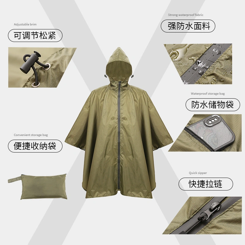 Reusable Portable Waterproof Hooded Rain Poncho Lightweight Raincoat Rain Cape Motorbike Riding Poncho